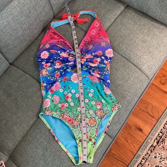 NWT JOHNNY WAS RAINBOW TWIST KEYHOLE ONE PIECE - Picture 11 of 11